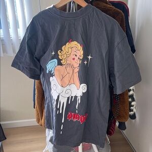 Essentials Gray Tee with Angel Graphic